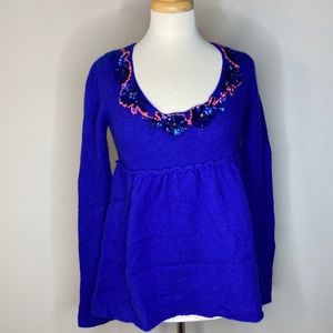 Free People Open-back Babydoll Royal Blue Sweater